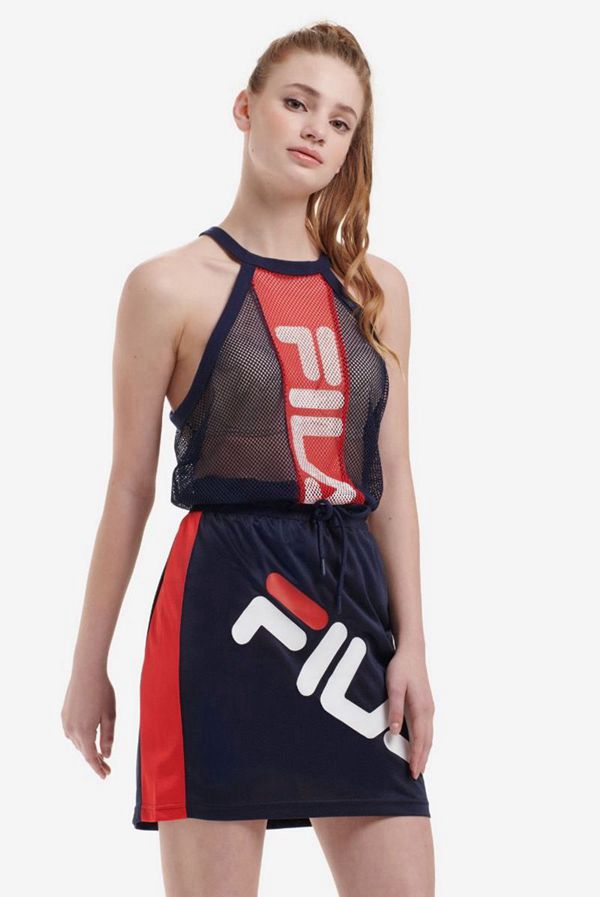 Fila Bobbi Stripe Mesh Women's Vests - Navy/Red/White,NZ 140-20841